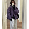 tg酱紫色白鸭绒(白鸭绒)羽绒服，立领短款外套女冬季韩版宽松保暖减龄面包服