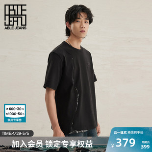 ABLE JEANS24夏男士中国想象解构风情侣款薄型宽松短袖T恤