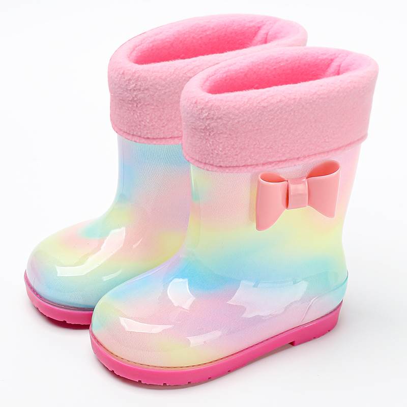 儿童女款雨鞋幼儿园小学生防滑防水透气萌趣加高柔软彩色硅胶雨靴