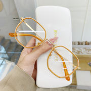韩版多边形方框透明眼镜女潮平光镜百搭近视镜有度数复古眼镜架