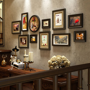 欧式照片墙相框墙组合客厅餐厅咖啡厅沙发背景墙免打孔实木相片墙