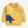 欧美男童纯棉长袖套头体恤中小童黄色贴布恐龙翻领上衣秋装POLO衫