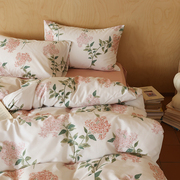 印花春季全棉四件套田园，花卉纯棉三件套床上被套床单床笠斜纹