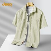 Jeep吉普男士短袖衬衫2024夏季衬衣男款美式工装薄款男生外套