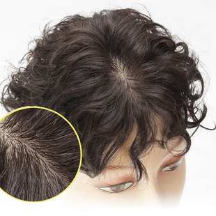 头顶补发片女瑞士网遮白发轻薄无痕，增发真发卷发块中老年假发片
