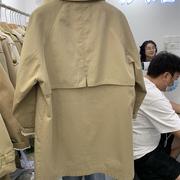风衣女款秋季韩版单排扣中长款风衣修身外套，女领上衣