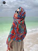 2023波西米亚异域披肩围巾薄款防晒云南丽江海边拍照沙滩丝巾