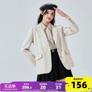 唐狮2024白色休闲小西装，女短款韩版小个子高级感时尚春秋外套