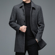 毛呢大衣男短款秋冬季加厚外套，双面呢子商务羊毛，西装妮子中款风衣