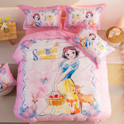 纯棉儿童床上用品四件套卡通公主，风床单被套全棉女孩1.2m米三件套