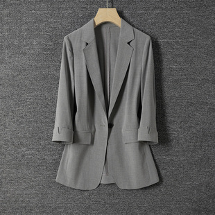 灰色西装外套女夏季薄款高级感显瘦七分