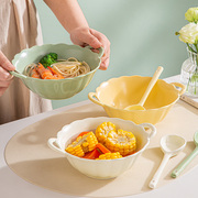 日式双耳汤碗家用2022大号面碗水果碗陶瓷拉面碗高颜值沙拉碗