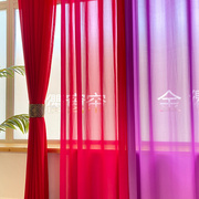 民族风纯色高密雪纺纱帘房间客厅店面橱窗透光高克重红色紫色窗纱