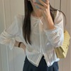 韩国chic春季减龄简约设计感蕾丝花边系带拼接薄款防晒开衫女衬衫