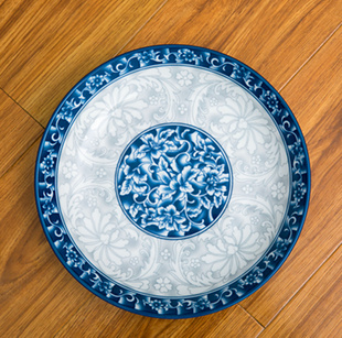 青花瓷陶瓷6英寸小盘子6个装菜盘子深盘果盘骨盘圆盘家用餐具套装