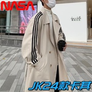 nasa联名风衣外套男女，2023英伦风中长款流行毛呢大衣