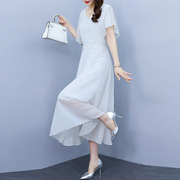 白色广州雪纺连衣裙夏季仙，女装十三行妈妈，高端海边冰丝长裙子