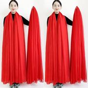 大红色丝巾女冬款保暖围巾披肩米百搭长款纱巾夏季防晒红沙滩巾