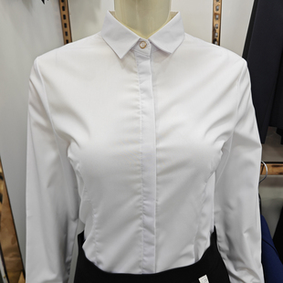 竹纤维职业白衬衫女长袖大码正装2023女装打底蓝色衬衣工作服