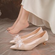 法式高跟鞋女细跟2023年春秋，婚纱鞋新娘，婚鞋主婚不累脚伴娘鞋
