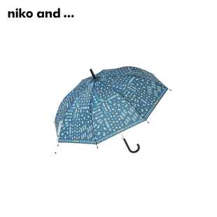 高档niko and ...雨伞日系可爱小清新蓝白花纹单人便携长柄伞 743