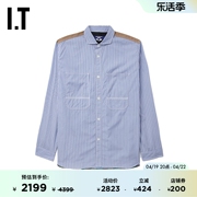 itjunyawatanabe男装条纹长袖，衬衫新潮日系格纹拼接lb017ml
