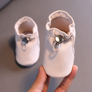 春秋季0-3-6-9-12个月婴儿鞋1岁女宝宝软底透气学步鞋子真皮