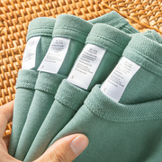 翡翠绿300g重磅休闲风美式咔叽短袖，t恤夏季三本针厚实不透体恤衫