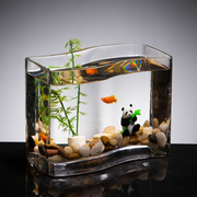 创意鱼缸S形玻璃金鱼缸热带鱼小型桌面迷你水族箱乌龟缸客厅鱼缸