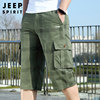 jeep吉普夏季薄款工装短裤，男宽松大码多口袋，7分裤全棉休闲七分裤