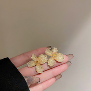 轻奢耳环水晶花朵银针耳钉2023年气质韩国网红高级感女耳饰