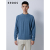 erdos男装纯羊绒针织衫，秋冬蓝色圆领厚款波浪纹理羊绒衫