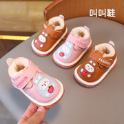学步鞋女宝宝棉鞋0-1-2岁3软底婴幼儿鞋子冬季加绒保暖男童叫叫鞋