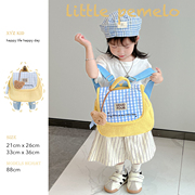 韩版儿童小书包幼儿园宝宝小背包男女孩黄色绣线双肩包亲子妈咪包