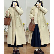 2-300斤胖mm大码女装高级感羊羔毛加厚外套冬季韩版中长款大衣ins