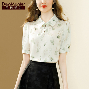 丹慕妮尔新中式国风印花衬衫，女2024夏季短袖，气质百搭显瘦上衣