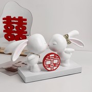 贝汉美新中式亲吻情侣兔婚庆礼盒包装家居软装饰品摆件女神节