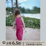 史豌豆(史豌豆)女童背带裤，2023春装儿童，洋气时髦长裤宝宝宽松休闲裤子