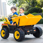 超大号工程车儿童车电动四轮越野汽车可坐双人小孩玩具车摇摆遥控
