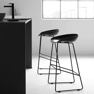 北欧现代吧椅简约吧台椅创意时尚咖啡厅高脚凳不锈钢酒吧高脚椅子