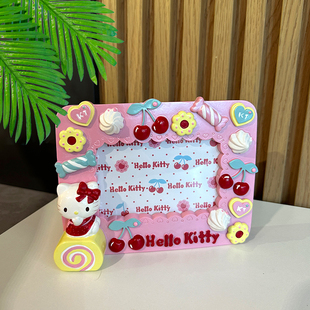 三丽鸥hello kitty猫KT蛋卷树脂相框摆件工艺品 婚礼结婚相框