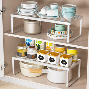 厨房置物架橱柜分层架柜内调料，锅具收纳架锅架碗碟调味品储物神器