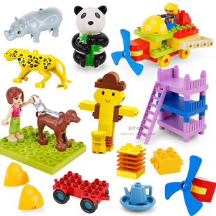 邦宝大颗粒兼容某高配件散件，拼插拼装动物大熊猫弹簧积木玩具