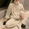 珊瑚绒睡衣女秋冬季加厚加绒韩国版，法兰绒家居服运动休闲两件套装
