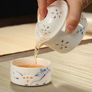 玲珑镂空陶瓷快客杯壶便携旅行茶具，套装青花瓷随身茶壶手抓壶户外