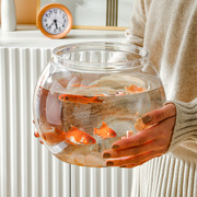 圆形塑料小鱼缸透明仿玻璃防摔耐摔不坏客厅小型桌面乌龟金鱼造景