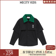 mecity kids男童秋黑白条纹衬衫式茄克外套503352