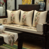 中式红木沙发垫套古典家具坐垫，布艺实木椅防滑罗汉床垫五件套定制