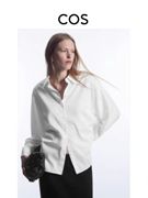 COS女装 休闲版型尖领蝙蝠袖斜纹衬衫白色2024春季1202138001