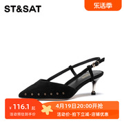 St&Sat/星期六春季包头细跟一字带女鞋优雅凉鞋SS11114165